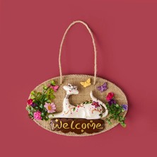 Matmel Dekoratif Welcome Cat Kapı Süsü - Renkli - 26X16 cm