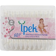 İpek Bebek Kulak Temizleme Pamuğu 60'lı 3 Adet %100 Pamuklu Hassas Temizlik İçin İdeal