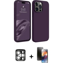 Marsilyan™- iPhone 15 Pro Max Kılıf Kozmos Yansıma Özel Seri - Siyah 3D Antistatik Mat Seramik Nano Ekran Koruyucu + Pvd Metal Kamera Lens - Gs