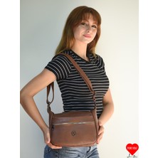 Jara Bag Hera Orijinal Günlük Natürel Yumuşak Deri Çok Gözlü Omuz Çantası