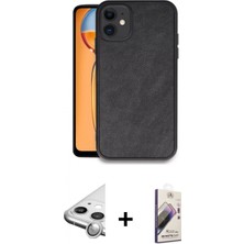 Marsilyan™- iPhone 11 Kılıf Kıvılcım Işık Serisi - Siyah Bilvis 3D Mat Cam Ekran Koruyucu + Raze Metal Kamera Lens - Gs