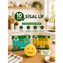 Duff Clean Eco Sisal 10 Adet Sisallifli Sisal Sünger Çok Amaçlı Mutfak Temizlik SÜNGERI+1ADET Gülen Yüz Hediye Sünger