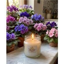 Yümanın Yumağı Menekşe Kokulu Doğal %100 Soya Wax 100CC Kapaklı Cam Kavanoz Mum