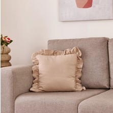 Matmel Soft Larvik Fırfırlı Kırlent - Bej- 40X40 cm