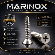 Marinox 4.2 mm Matkap Uçlu (Yhb) Saç Vidası (Akıllı Vida) Dın 7504O A2 Aısı 304 Kalite Paslanmaz Krom