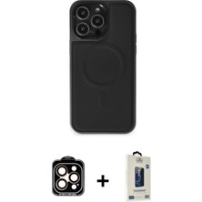 Marsilyan™- iPhone 15 Pro Max Kılıf Zirve Işık Serisi - Siyah Bilvis Hayalet Cam Ekran Koruyucu + Pvd Metal Kamera Lens - Tu