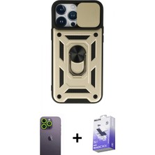 Pileli Store Pilelistore™ iPhone 13 Pro Max Kılıf Ahenk Klasik - Siyah Bilvis 5in1 5d Magic Hayalet Cam Ekran Koruyucu + Neon Fosforlu Kamera Lens - Yl