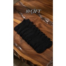 Tina Atelier 10 Çift Erkek Pamuklu Siyah Spor Kısa Patik Çorap