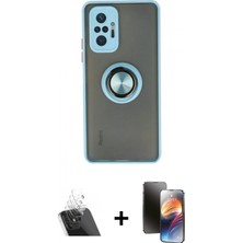 Marsilyan™- Redmi Note 10 Pro Kılıf Yörünge Çizgi - Siyah 3D Antistatik Mat Seramik Nano Ekran Koruyucu + Kamera Lens Koruma Cam - Sf