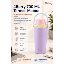 4berry 700 ml Termos Matara Çift Cidarlı Vakum Yalıtımlı Sıcak Soğuk Tutan Sızdırmaz Kapaklı - Mor
