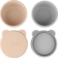 OiOi Silikon Kapaklı Mini Kase 2'li Bubble Beige /gri (2 Adet)