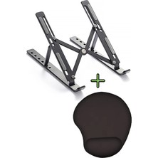Vivesta Shop Metal Stand Ayarlanabilir Siyah Renk Laptop Standı Tablet Tutacağı, Bilek Destekli Mousen Pad