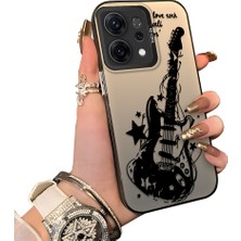 HONTINGA Oppo Reno 14 5g ile Uyumlu Kılıfı Silikon Kenar Sert Arka Düşüme Önleyici Basitlik Anti Düşme Kamera Korumali Gitar Desen Telefon Kılıfı Kadın ve Erkek Için Uygundur K1-0736