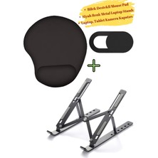 Vivesta Shop Mousepad Bilek Destekli Mouse Pad, Siyah Renk Metal Laptop Standı Laptop Kamera Kapatıcı