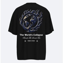 Fandr Studio Siyah Oversize Collapse Unisex T-Shirt