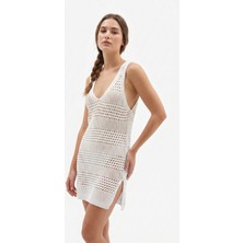 Wearified Pareo Triko Plaj Elbisesi Pamuksu Dokulu Sahil Kıyafeti Bikini Üstü Mini Elbise Cover Up Ajurlu Elbise Gece Elbisesi