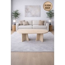 Mobilyacın Oval Salon Yemek Masası Mantar Ayak 36MM Kalın Kenarlı 160X90-TRAVERTEN