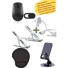 Lenovo Mouse Kablosuz GY50R91293, Kamera Kapatıcı, Laptop Standı, Mousepad, Telefon Tutucu, USB Lamba