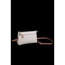 Nas Bag Kadın Çapraz ve Clutch Çanta Bilek ve Çapraz Askılı - Krem Camel Gofraj
