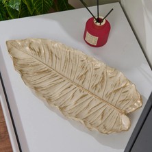 Matmel Deco Leaf Dekoratif Tabak - Beyaz / Gold - 37X16 cm