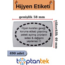 Toptantek Hijyen Etiketi | Koruma Bandı | Iadeye Uygun Değildir Etiketi