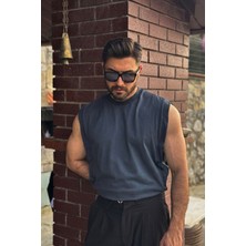 Guaraz Erkek Basketci Sıfır Kol Füme Bisiklet Yaka Oversıze %100 Pamuk Kolsuz Kejıl T-Shirt