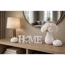 ND Shopping Modern Beyaz Home Yazılı Dekoratif Vazo Mumluk Seti x 4 Adet Beyaz