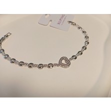 Gümüş Renk Kalp Detaylı Xuping Jewelry Bileklik