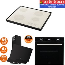Afm Tech ve Ferre Marka A4 Sessiz Setüstü Vitro Elektrikli Siyah Ankastre Set (D063-SA+FC-07+FM7700