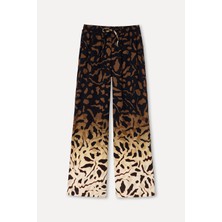 Mudo Kadın Kahverengi Desenli Wide Leg Pantolon