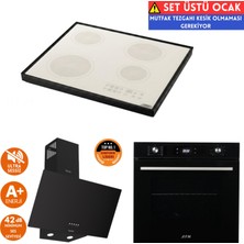 Afm Tech ve Ferre Marka A1 Sessiz Setüstü Vitro Elektrikli Siyah Ankastre Set (D086-SA+FC-07+FM7700