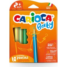 Carioca Jumbo Üçgen Kuru Boya Kalemi 10LU 2+ Yaş İçin Dayanıklı Renkli Kalem Seti