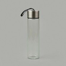Matmel H2O Metal Kapaklı Cam Matara - Şeffaf / Gri - 450 ml