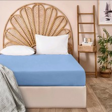 Matmel Soft Basic Çift Kişilik Lastikli Çarşaf - Mavi - 180X200 cm