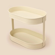 Matmel Bath 2 Katlı Oval Organizer - Krem - 32,5X19 cm