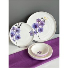 sembol Violet Bone China 24 Parça Yemek Takımı