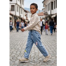 Kaizer Jeans Mavi Dinazor Desenli Çocuk Pantolonu