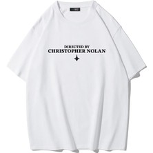 Brz Collection Unisex Oversize Directed By Christoper Nolan T-Shirt (Beyaz)