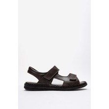 Dericlub Erkek Bantlı Sandalet Gerçek Deri Dc 1215 Kahverengi