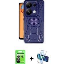 Pileli Store Pilelistore™ Redmi Note 13 Pro 5g Kılıf Nova Yansıma Prime - Siyah 3D Antistatik Cam Ekran Koruyucu + Raze Metal Kamera Lens - Gs
