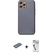 Marsilyan™- iPhone 12 Pro Kılıf Ahenk Işık - Şeffaf Uv Polymer Nano Ekran Koruyucu + Renkli Kamera Lens Koruma Cam - Yl