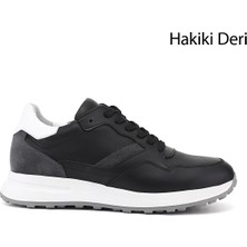 Gönderi(r) Erkek Siyah  Bağcıklı Hakiki Deri Comfort Sneaker