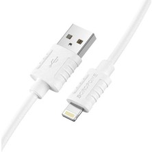 Borofone BX52 iPhone Lightning Silikon Hızlı Şarj ve Data Kablosu - 2.4A - 1m - Beyaz