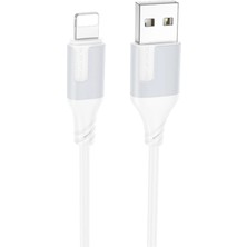 Borofone 2.4A iPhone Lightning Hızlı Şarj ve Data Kablosu - Beyaz - 1 Metre