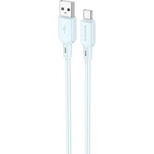 Borofone BX94 USB To Type-C Hızlı Şarj ve Veri Kablosu | 3A - Silikon (Açık Mavi)