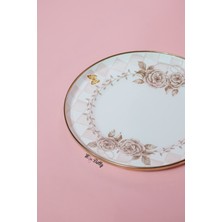 Miss Betty Rosadora Emaye 2'li Pasta Tabağı Dekoratif Vintage Servis Tabağı