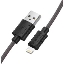 Borofone BX52 iPhone Lightning Silikon Hızlı Şarj ve Data Kablosu - 2.4A - 1m - Siyah