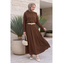 inStyle Gold Kemerli Etekli Kahverengi Takım
