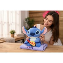 Nivora Stitch Battaniyeli Peluş Oyuncak Gitarlı 40 cm Sarılmalık Yumuşak Set