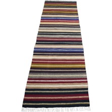 Zehra Abla Halı Yeni El Dokuması Otantik Çubuklu Hatay Yün Yolluk Kilim 7333